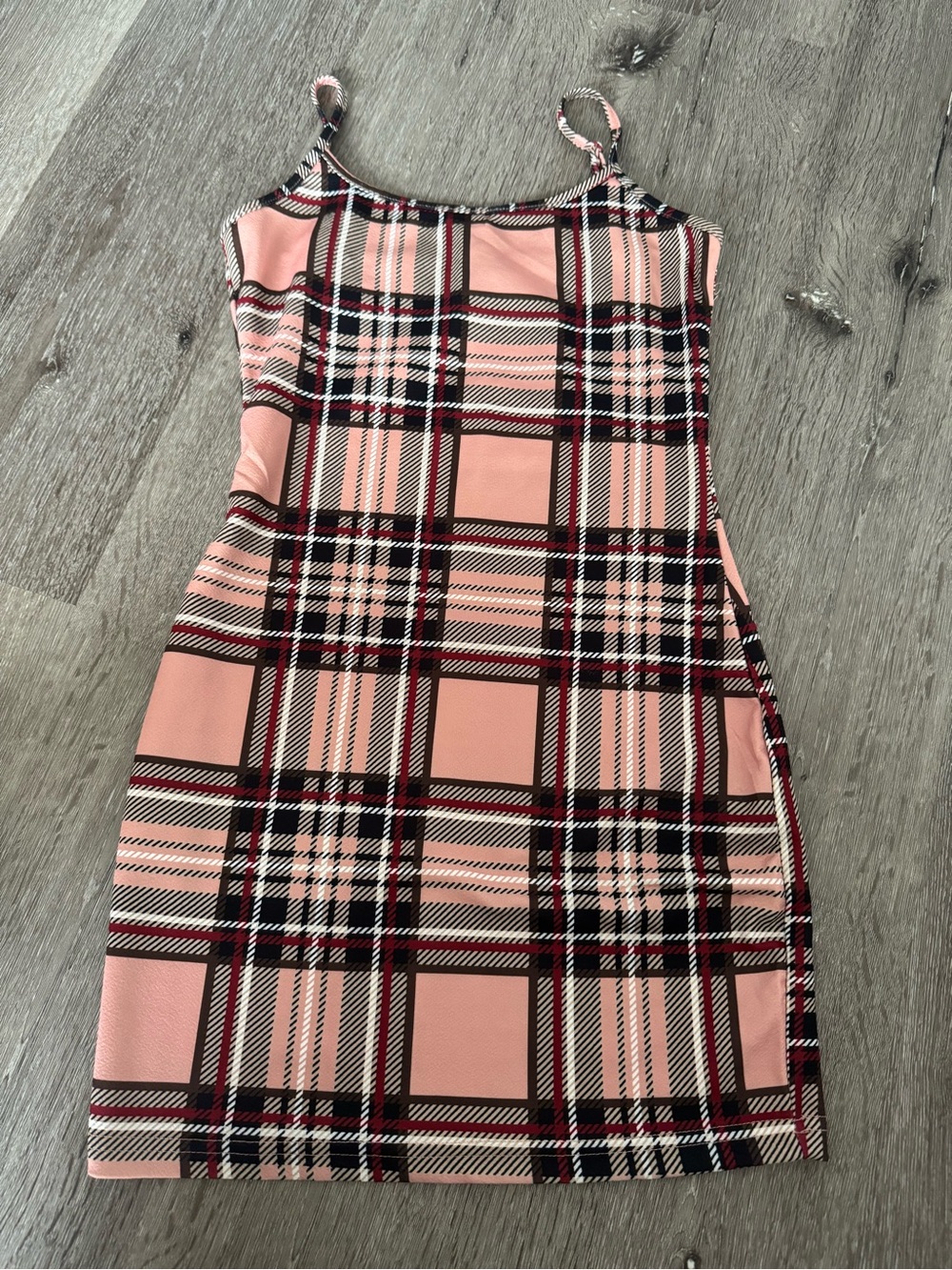 SHEIN Pink Plaid Cami Bodycon Mini Dress Size Small